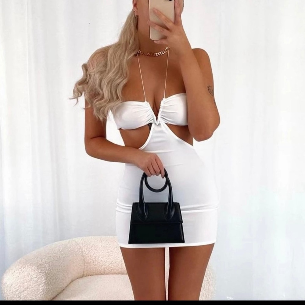 Outspoken Clothing Co. Tie Up Mini Halter neck Dress